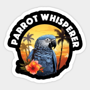 African Grey Parrot - Parrot Whisperer (White Lettering) Sticker